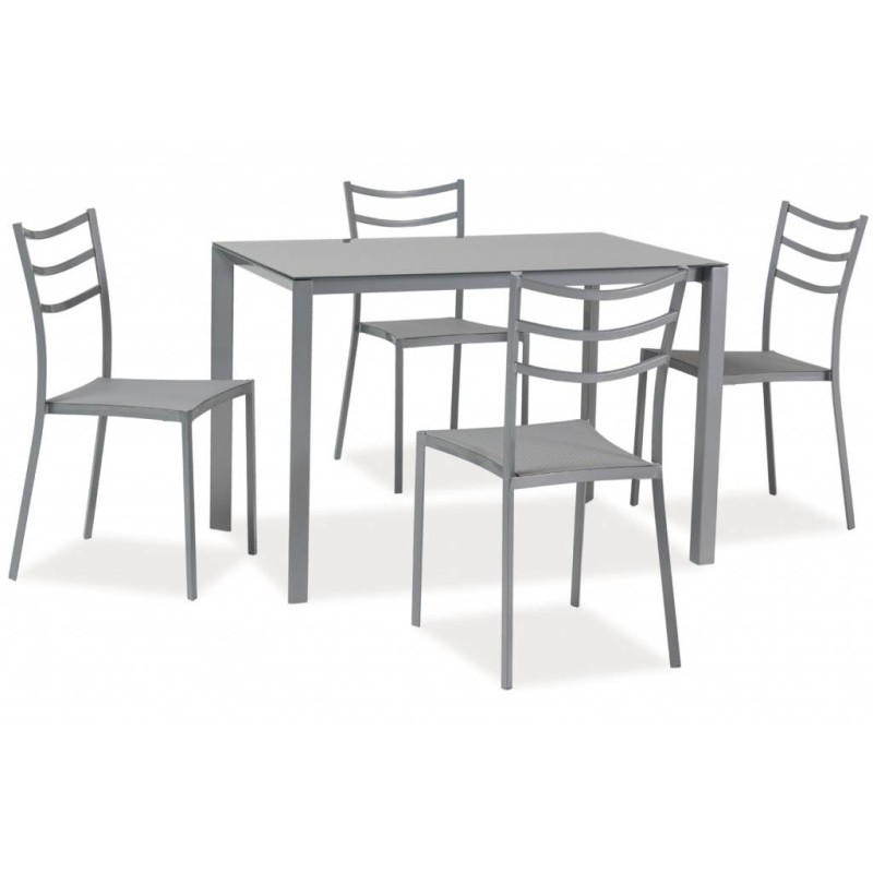 Jedálenský stôl KENDO (stôl + 4 stoličky) - sivá