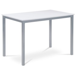Autronic - Jedálenský stôl 110x70x75 cm, doska MDF, biela farba, kovová podnož, strieborný lak - GDT-202 WT