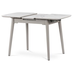 Autronic - Jedálenský stôl 110+30x75 cm, keramická doska biely mramor, masív, sivý vysoký lesk - HT-401M WT