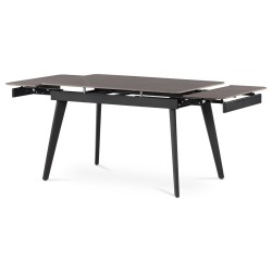 Autronic - Jedálenský stôl 120+30+30x80 cm, keramická doska sivý mramor, kov, čierny matný lak - HT-405M GREY