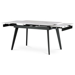Autronic - Jedálenský stôl 120+30+30x80 cm, keramická doska sivý mramor, kov, čierny matný lak - HT-405M WT
