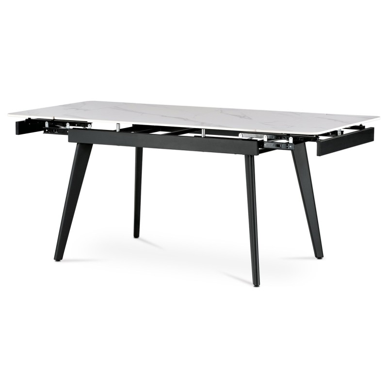 Autronic - Jedálenský stôl 120+30+30x80 cm, keramická doska sivý mramor, kov, čierny matný lak - HT-405M WT