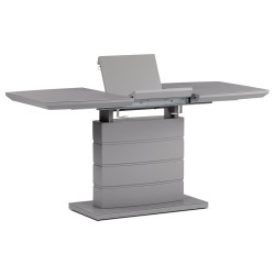 Autronic - Jedálenský stôl 110+40x70 cm, sivá 4 mm sklenená doska, MDF, sivý matný lak - HT-420 GREY