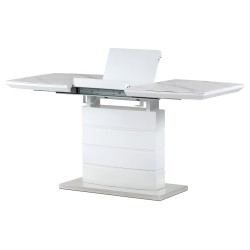 Autronic - Jedálenský stôl 120+40x70 cm, keramická doska biely mramor, MDF, biely matný lak - HT-424M WT