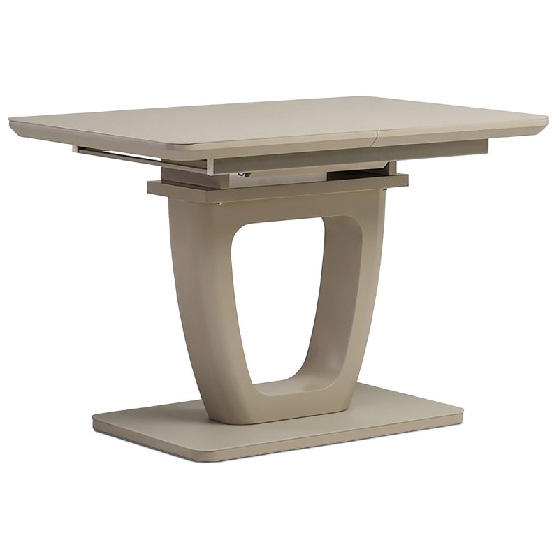 Autronic - Jedálenský stôl 110+40x75 cm, cappuccino 4 mm sklenená doska, MDF, cappuccino mat - HT-430 CAP