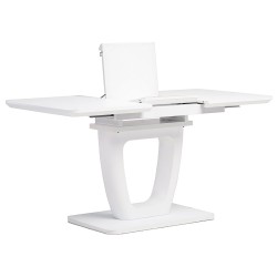 Autronic - Jedálenský stôl 110+-40x75 cm, biela 4 mm sklenená doska, MDF, biely matný lak - HT-430 WT