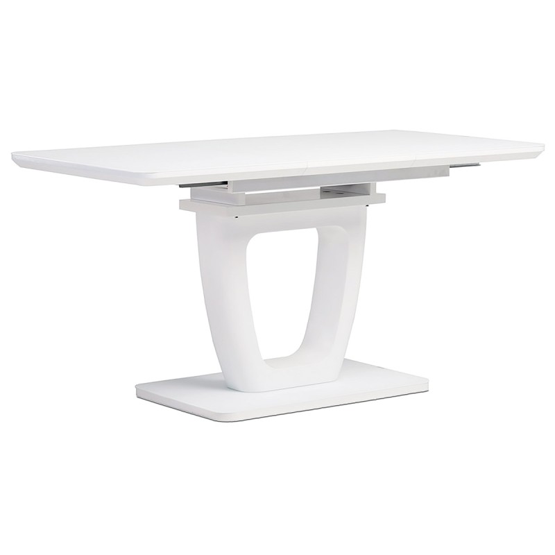 Autronic - Jedálenský stôl 110+-40x75 cm, biela 4 mm sklenená doska, MDF, biely matný lak - HT-430 WT