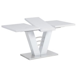 Autronic - jedálenský stôl 120/160x80x75cm, vysoký lesk biely - HT-510 WT