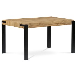 Autronic - jedálenský stôl 140x88x76, doska MDF dekor divoký dub, kov čierny mat - HT-725 OAK