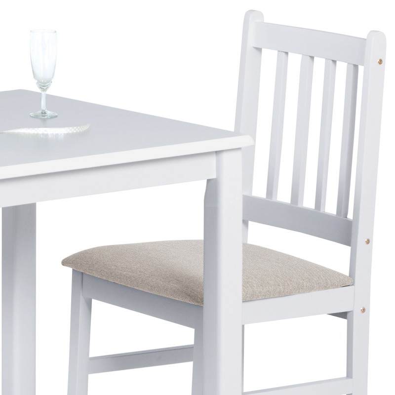 Autronic - Jedálenský set 1+2, stôl 69 x 69 x75 cm, masíiv kaučukovník, biely mat, sivé látkové sedáky - JAGUAR WT