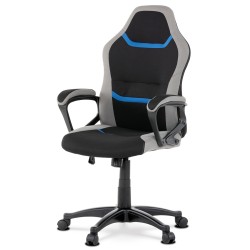 Autronic - Kancelárska a herná stolička, poťah - modrá, sivá a čierna látka, hojdací mechanizmus - KA-L611 BLUE