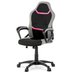 Autronic - Kancelárska a herná stolička, poťah -  ružová, sivá a čierna látka, hojdací mechanizmus - KA-L611 PINK