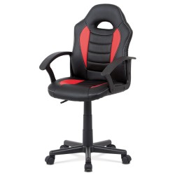 Autronic - kancelárska stolička, červená-čierna ekokoža, výšk. nast., kríž plast čierny - KA-V107 RED