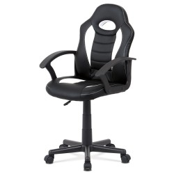 Autronic - kancelárska stolička, biela-čierna ekokoža, výšk. nast., kríž plast čierny - KA-V107 WT