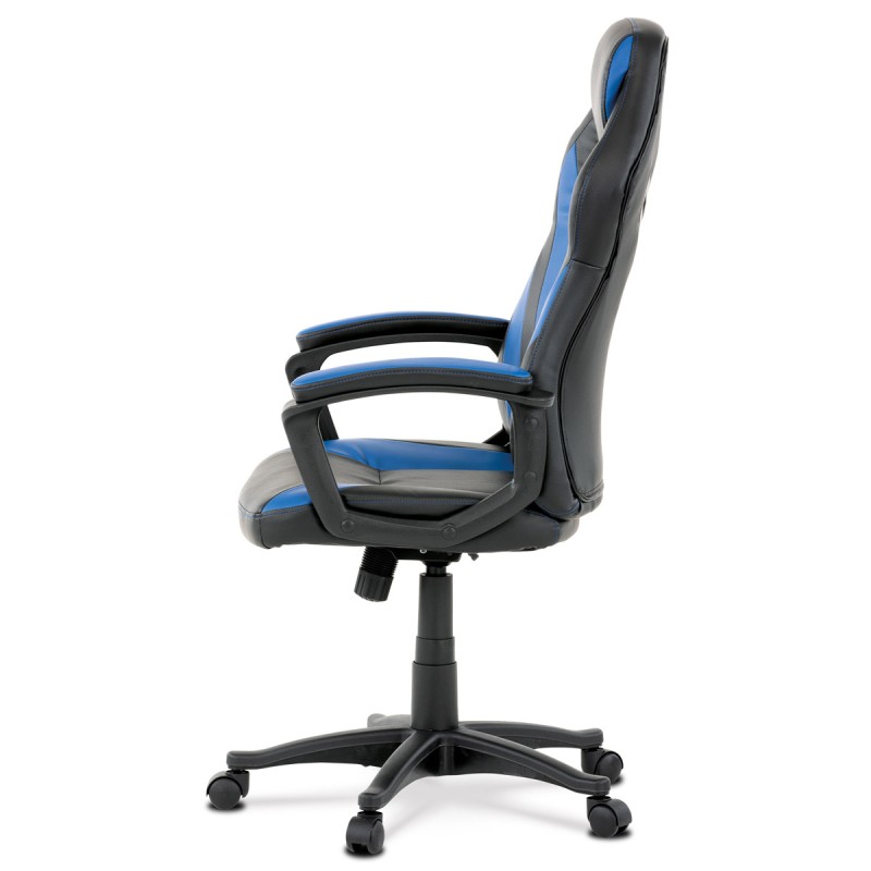 Autronic - Herná stolička, poťah - modrá a čierna ekokoža, hojdací mechanizmus - KA-Y209 BLUE