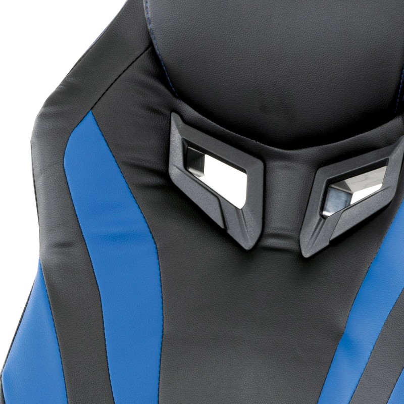 Autronic - Herná stolička, poťah - modrá a čierna ekokoža, hojdací mechanizmus - KA-Y209 BLUE