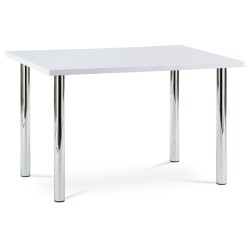 Autronic - jedálenský stôl 120x75cm, vysoký lesk biely, chróm - AT-1914B WT