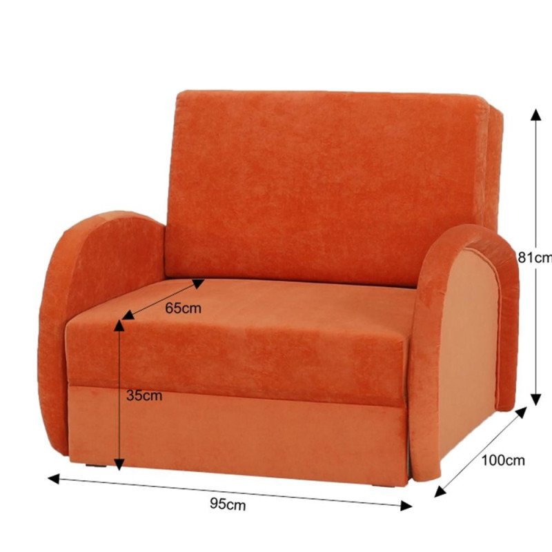 Rozkladacie kreslo, oranžová, MILI 1