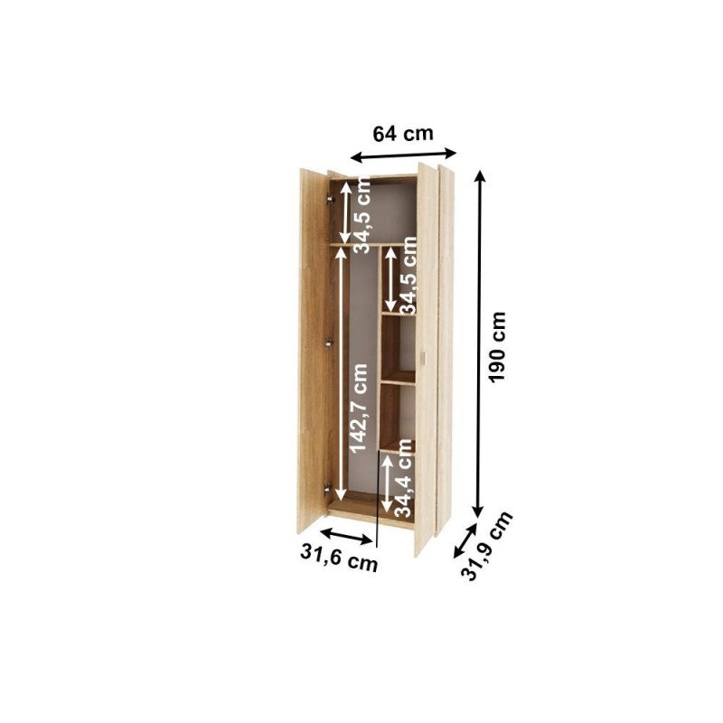 Kombinovaná skriňa, dub sonoma, NATALI TYP 6
