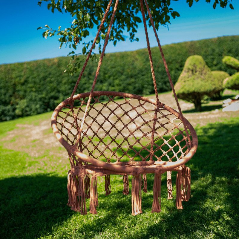 Závesné kreslo, béžovohnedá, AMADO 2 NEW