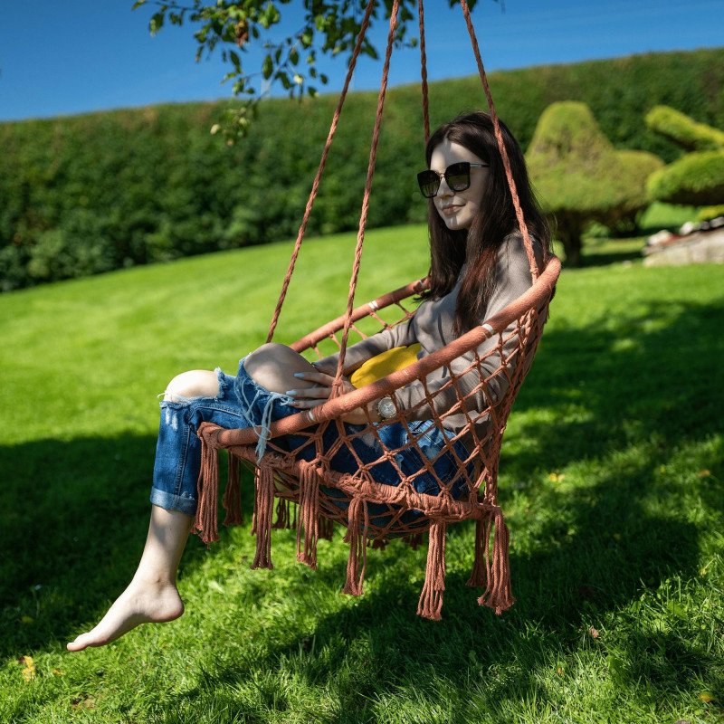 Závesné kreslo, béžovohnedá, AMADO 2 NEW