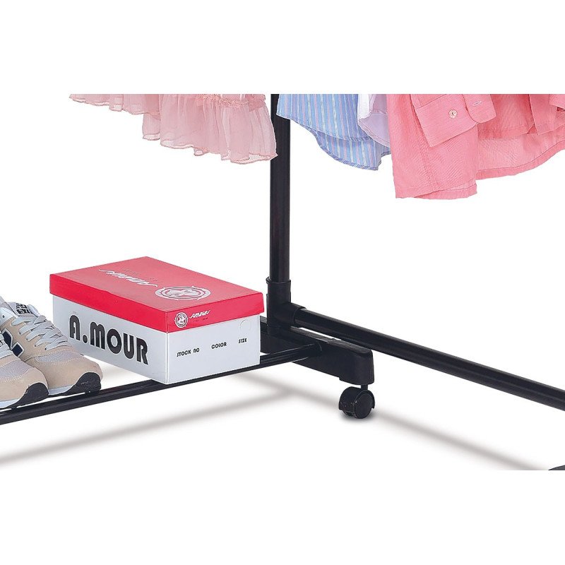 Autronic - Stojan na šaty s odkladačom, otočný o 360°, čierna farba, kov / plast, chróm - ABD-1215 BK