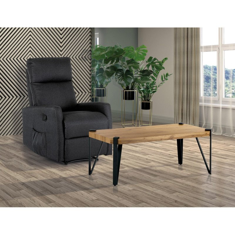 Autronic - Konferenčný stolík, 110x60x42 cm, doska MDF, dekor divoký dub, kov - čierny mat - AHG-260 OAK