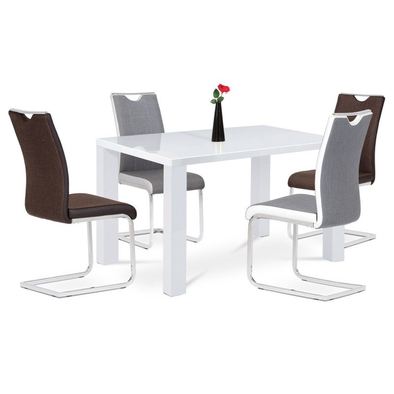 Autronic - jedálenský stôl 135x80x76cm, vysoký lesk biely - AT-3007 WT