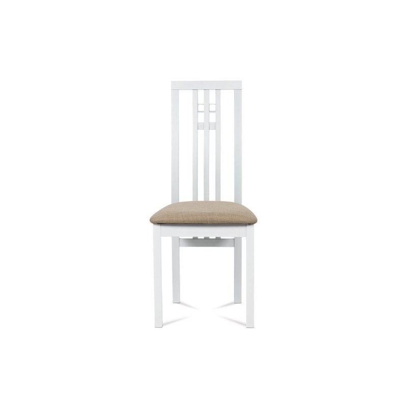 Autronic - jedálenská stolička, masív biely/látka béžová - BC-2482 WT