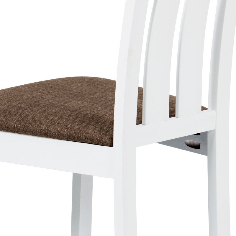 Autronic - jedálenská stolička masív buk, biela, sedák hnedý - BC-2602 WT