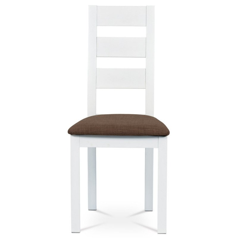 Autronic - jedálenská stolička, masív biely, poťah hnedý - BC-2603 WT