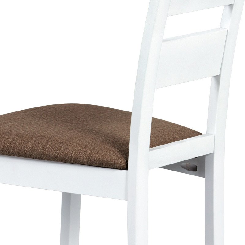 Autronic - jedálenská stolička, masív biely, poťah hnedý - BC-2603 WT