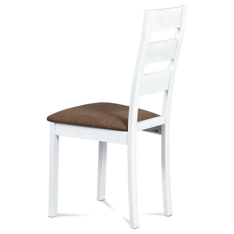 Autronic - jedálenská stolička, masív biely, poťah hnedý - BC-2603 WT
