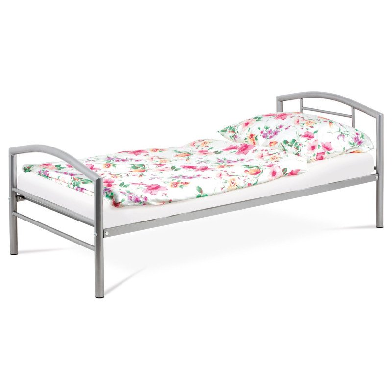 Autronic - postel jednolôžková 90x200 cm, kovová sivý lesk - BED-1900 SIL