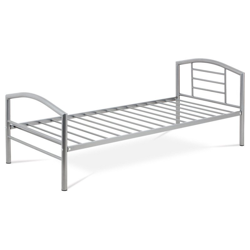 Autronic - postel jednolôžková 90x200 cm, kovová sivý lesk - BED-1900 SIL