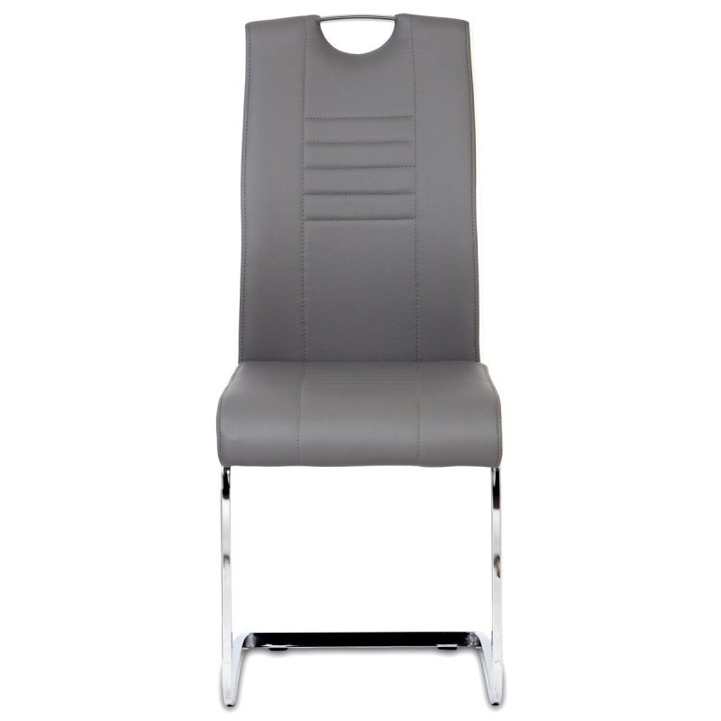 Autronic - jedálenská stolička, koženka sivá, chróm - DCL-406 GREY