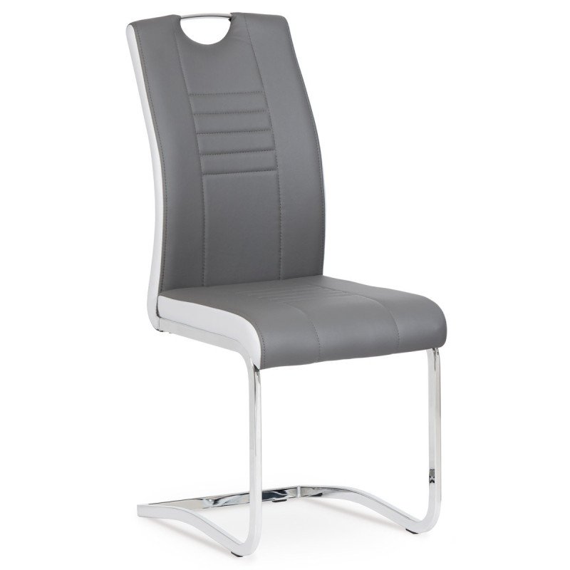 Autronic - jedálenská stolička, koženka sivá, chróm - DCL-406 GREY