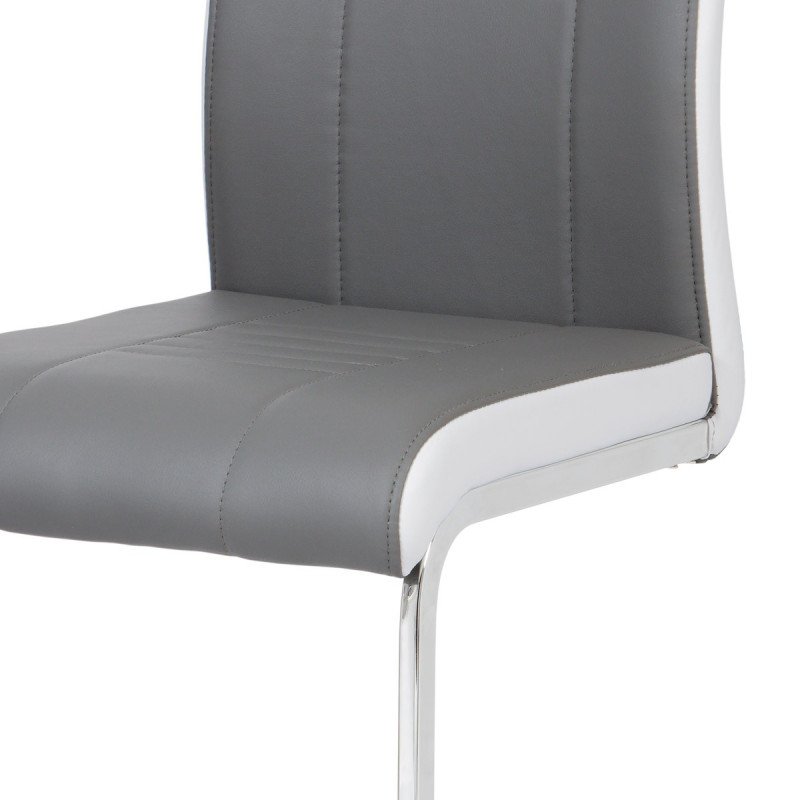 Autronic - jedálenská stolička, koženka sivá, chróm - DCL-406 GREY