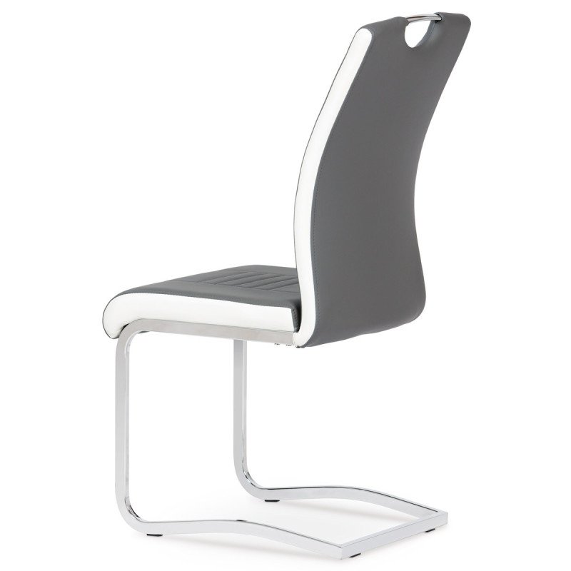 Autronic - jedálenská stolička, koženka sivá, chróm - DCL-406 GREY