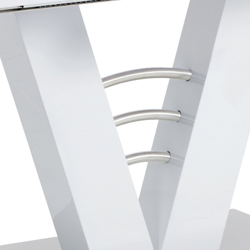Autronic - jedálenský stôl 120/160x80x75cm, vysoký lesk biely - HT-510 WT