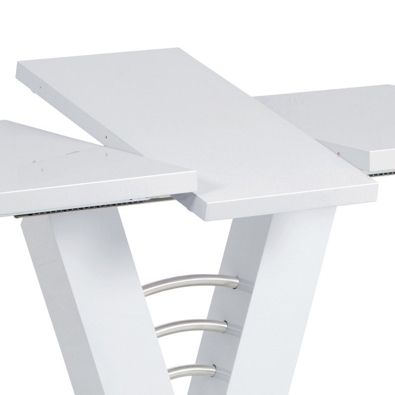 Autronic - jedálenský stôl 120/160x80x75cm, vysoký lesk biely - HT-510 WT