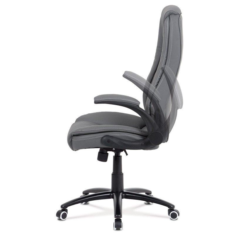 Autronic - kancelárska stoličky šedá koženka, čierny kovový kríž, hojdací mechanizmus - KA-G301 GREY