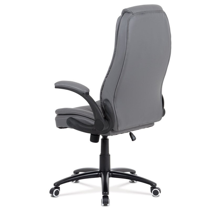 Autronic - kancelárska stoličky šedá koženka, čierny kovový kríž, hojdací mechanizmus - KA-G301 GREY