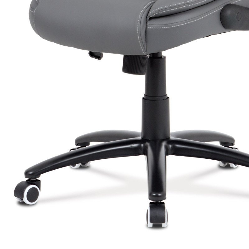 Autronic - kancelárska stoličky šedá koženka, čierny kovový kríž, hojdací mechanizmus - KA-G301 GREY