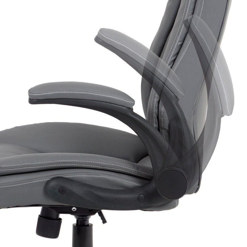 Autronic - kancelárska stoličky šedá koženka, čierny kovový kríž, hojdací mechanizmus - KA-G301 GREY