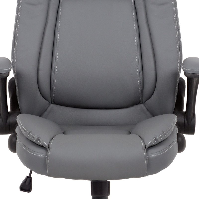 Autronic - kancelárska stoličky šedá koženka, čierny kovový kríž, hojdací mechanizmus - KA-G301 GREY