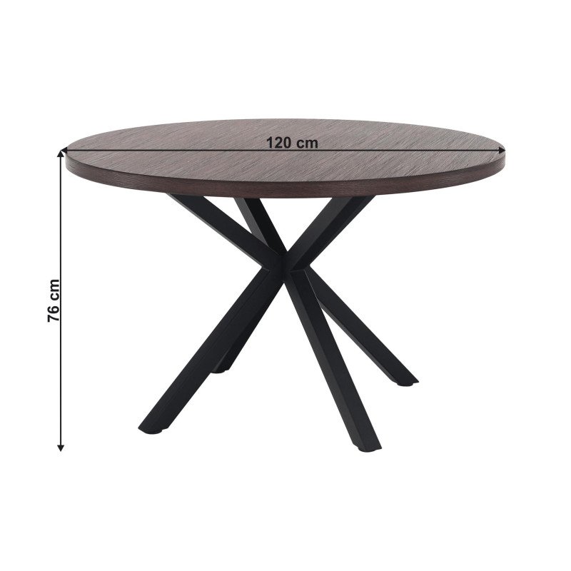 Jedálenský stôl, tmavý dub/čierna, priemer 120 cm, MEDOR