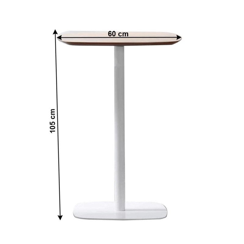 Barový stôl, dub/biela, MDF/kov, priemer 60 cm, HARLOV