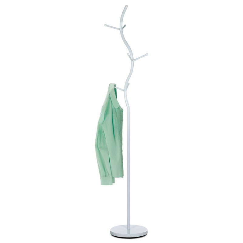 Autronic - Vešiak stojanový, výška 181 cm, kovová konštrukcia, biely matný lak, nosnosť 10 kg - 80003-09 WT