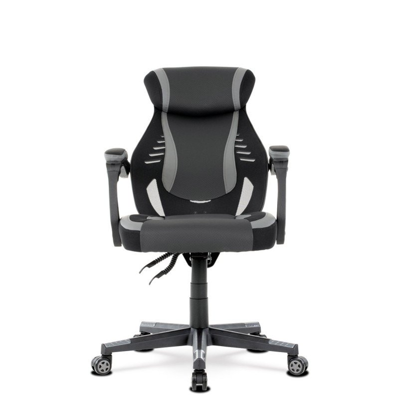 Autronic - Herné kreslo, sivá, čierna ekokoža a čierna látka a sieťovina MESH, PCA mech - KA-Y213 GREY